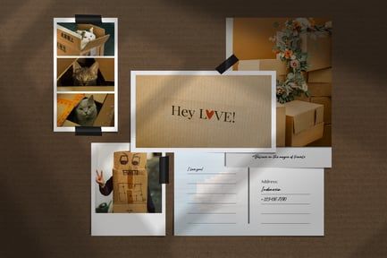 Postcard Photo Collage Mockup Template