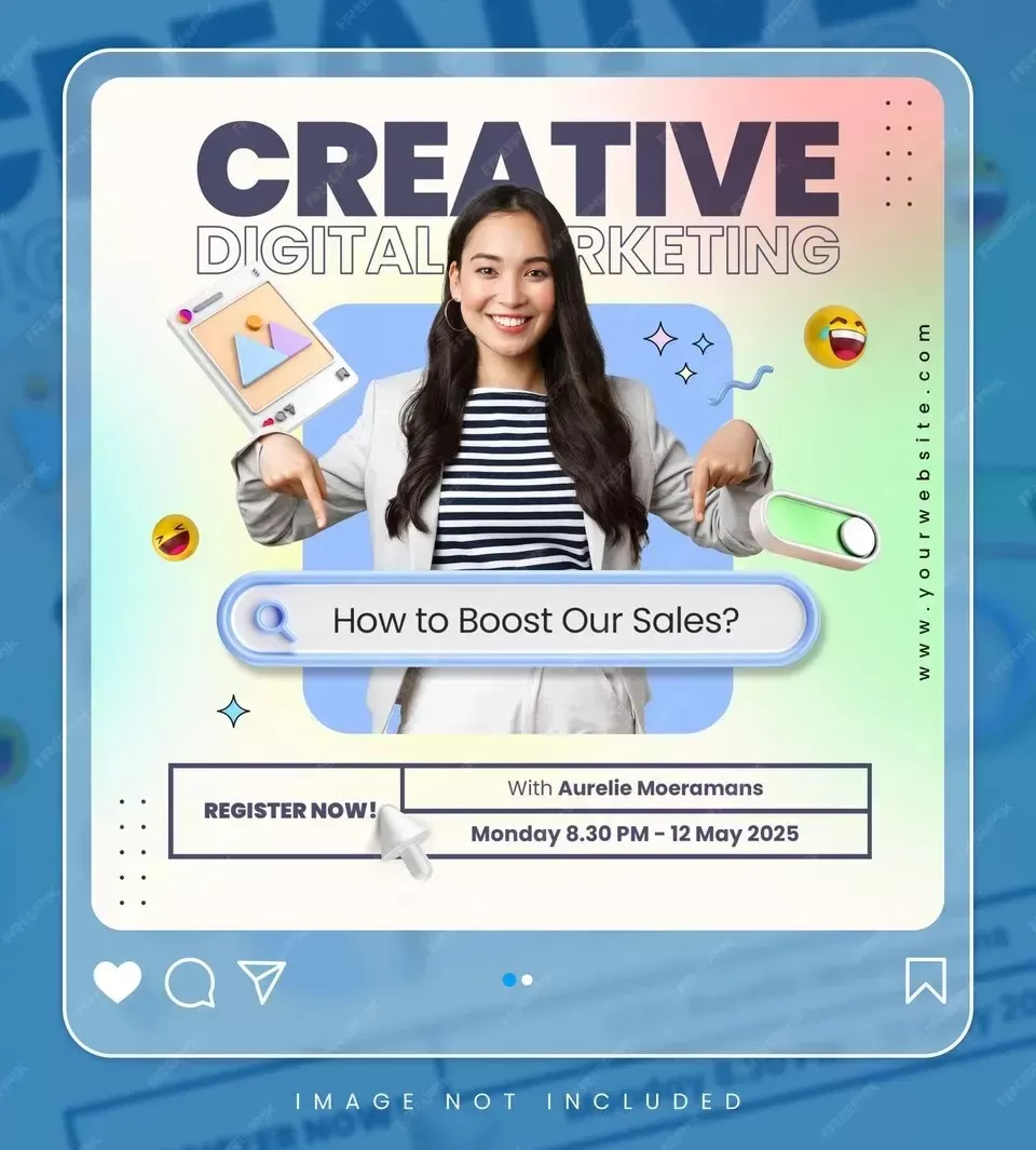 eative concept social media instagram live for digital marketing promotion template