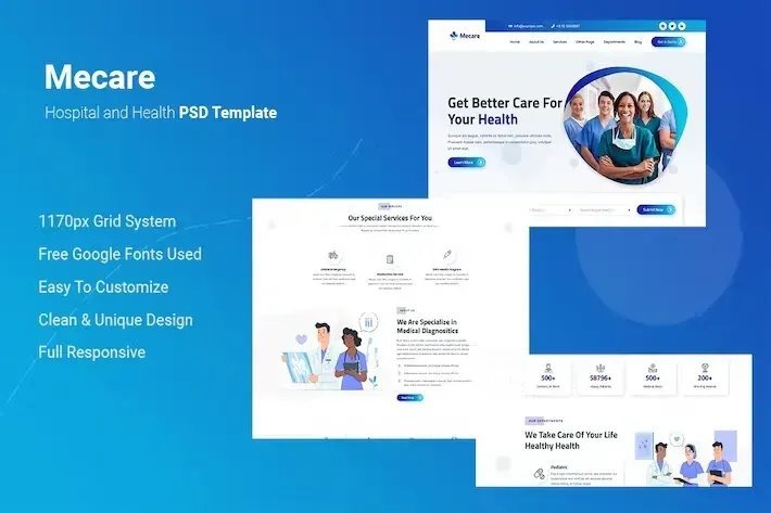 Mecare – Hospital and Health PSD Template