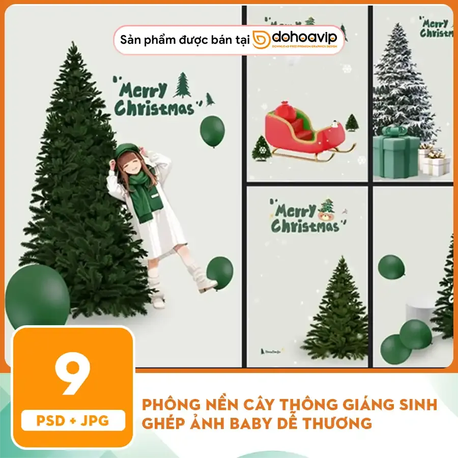 [VIP] Phông nền cây thông giáng sinh ghép ảnh baby dễ thương