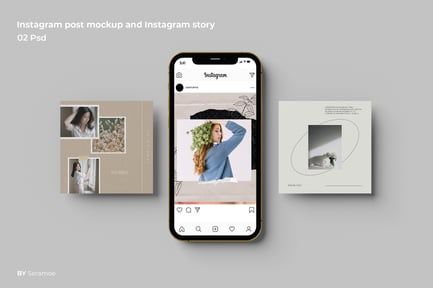 Instagram post mockup and Instagram story