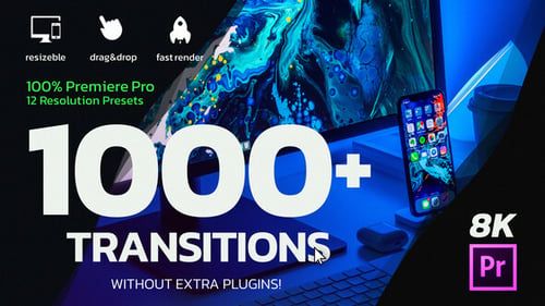 1000 Premiere Pro Transitions | Motion Design Presets | Resizable