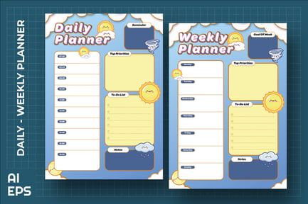 Daily & Weekly Planner Light Blue