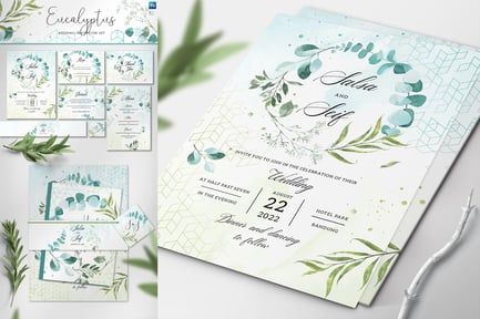 Eucalyptus Wedding Invitation Set