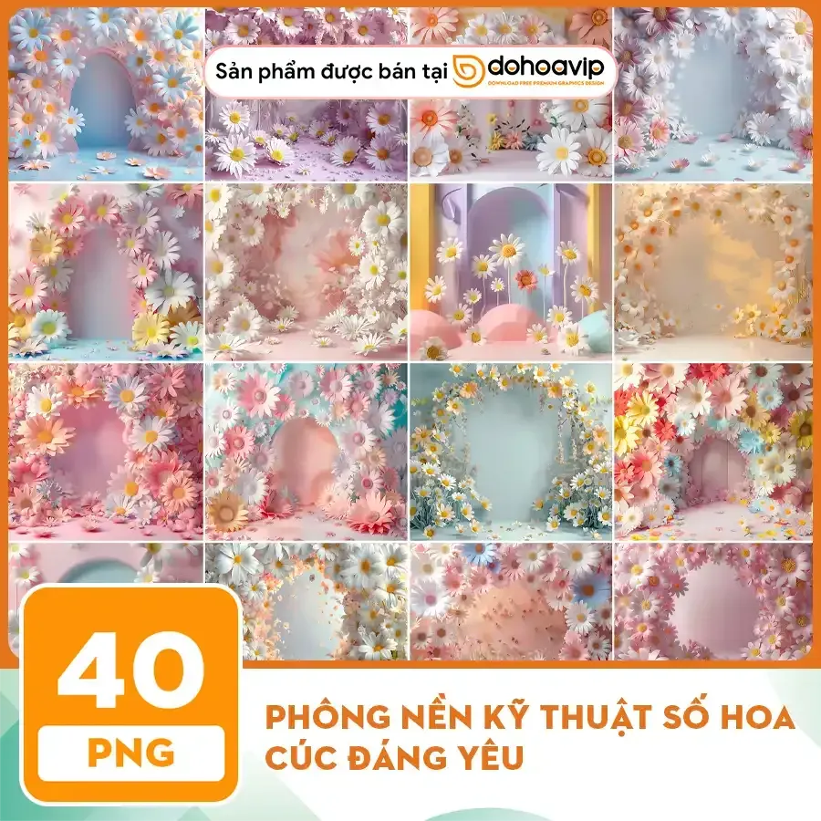 Phông Nền Kỹ Thuật Số Hoa Cúc Đáng Yêu