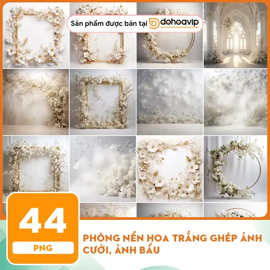 [VIP] Phông nền hoa trắng ghép ảnh cưới, ảnh bầu