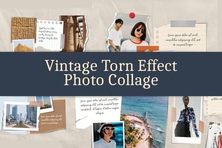 Vintage Torn Effect Photo Collage