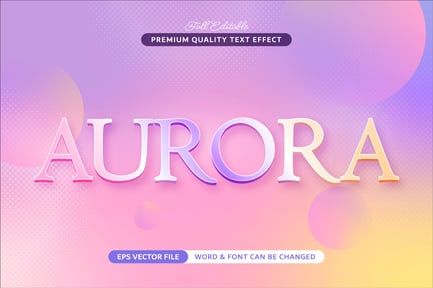 Aurora Holographic – 3D Modern Color Text Effect