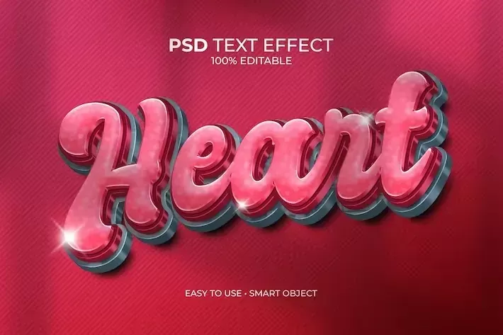 Heart Magenta Text Effect