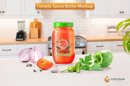 Tomato Sauce Bottle Mockup