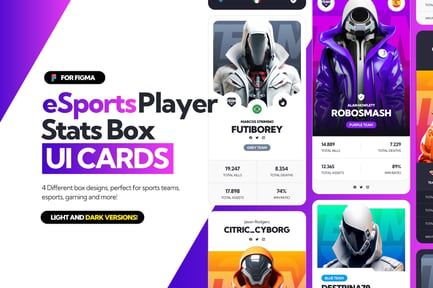 eSports Player Stats Cards – UI Cards for Figma