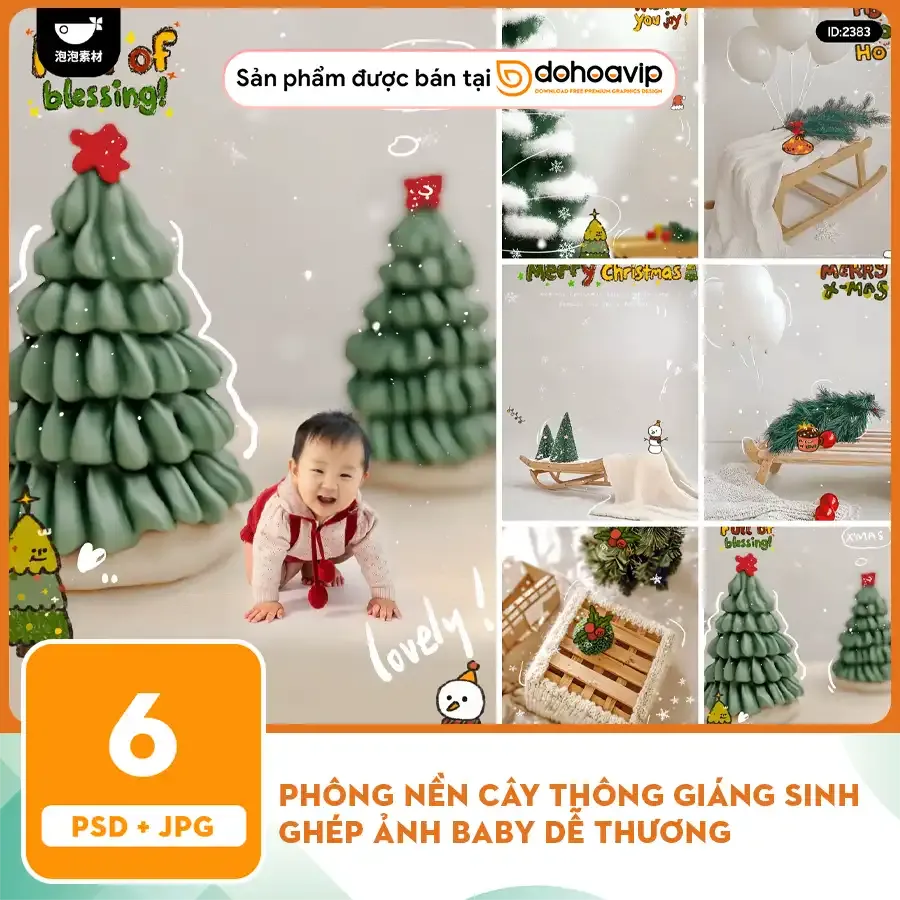 [VIP] Phông nền cây thông giáng sinh ghép ảnh baby dễ thương