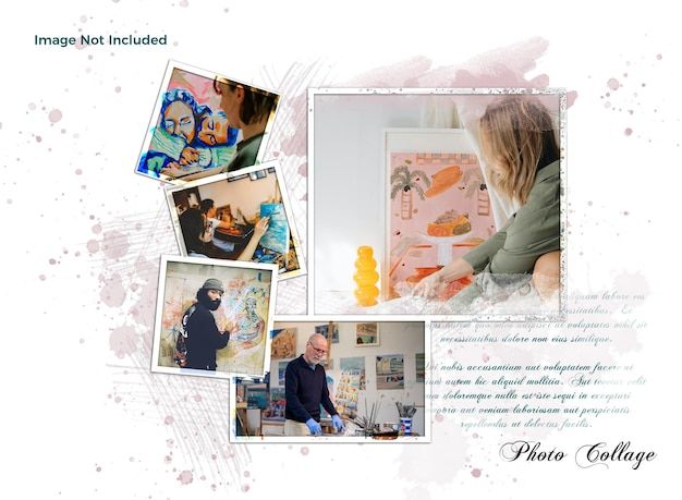 Psd collage photo frame mockup