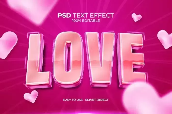 Love 3D Pink Magenta Text Effect
