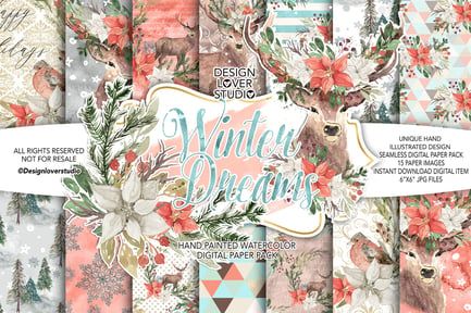 Winter Dreams digital paper pack