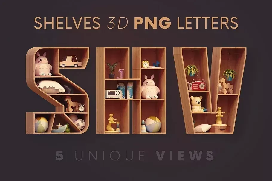 Cabinet Shelves – 3D Lettering