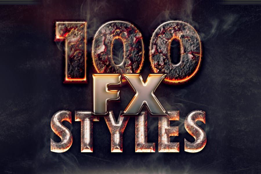 100 Photoshop Layer Styles Bundle – Text Effect