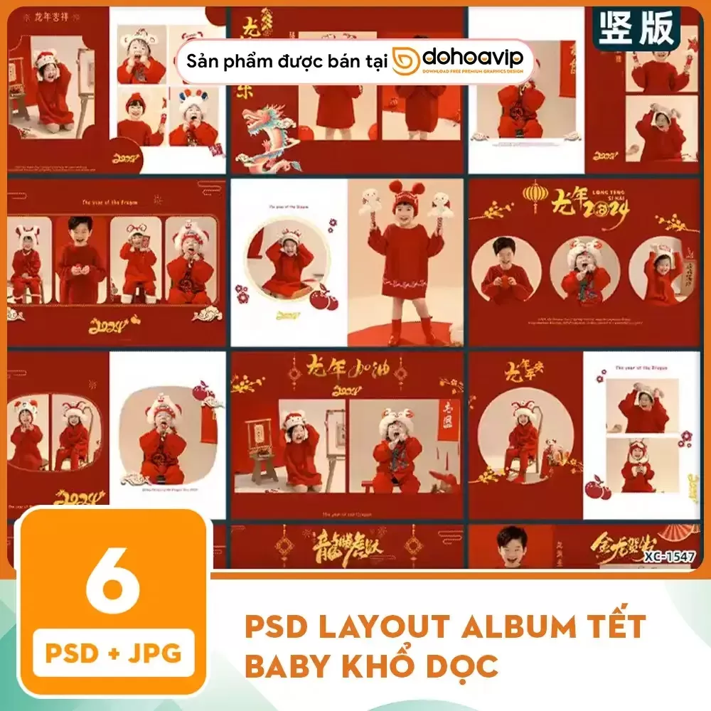 [VIP] Mẩu Layout album Tết Baby khổ dọc PSD