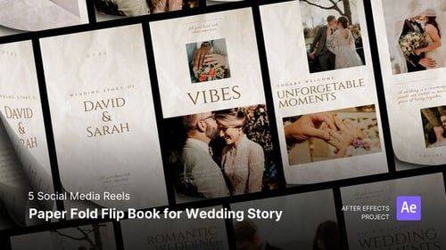 Social Media Reels – Paper Fold Flip Book for Wedding After Effects Project Files