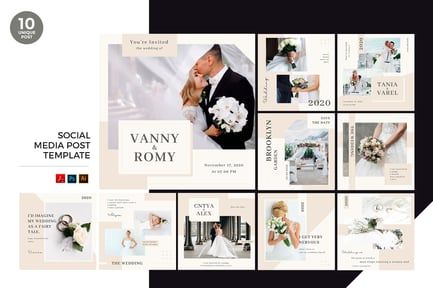 Elegant Wedding Social Media Kit PSD & AI Template