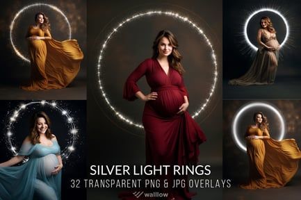 Maternity silver light ring overlays PNG and JPG