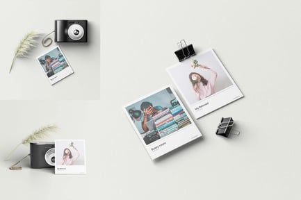 Polaroid Mockup With Camera Realistic Rendering