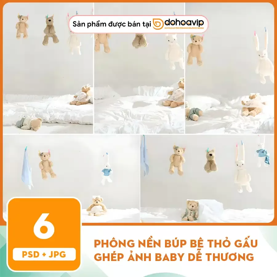 [VIP] Phông nền búp bê thỏ gấu ghép ảnh baby dễ thương