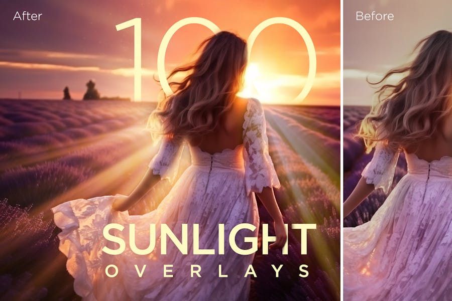 100 Realistic Sunlight Overlays, Photoshop editing