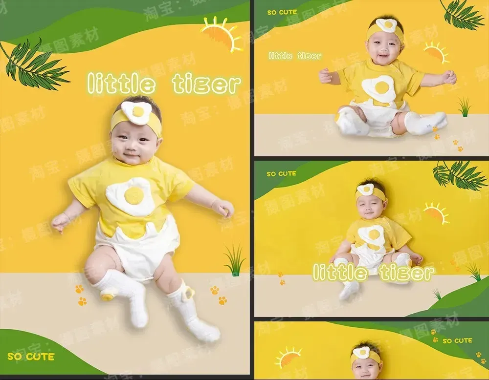 K078 Mẩu PSD Baby phông nền hổ trắng dễ thương