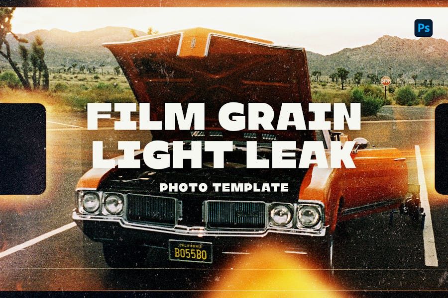 Film Grain Light Leak Photo Template