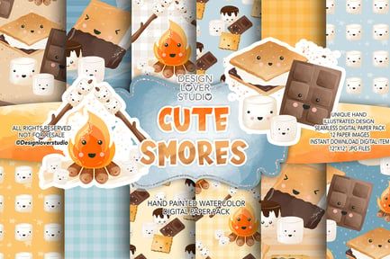 Cute Smores digital paper pack