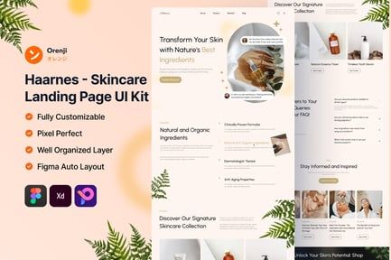 Haarnes – Skincare Landing Page UI Kit