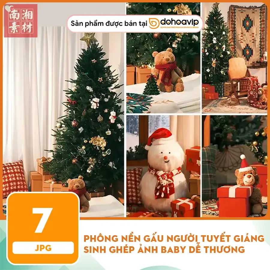 [VIP] Phông nền Gấu người tuyết giáng sinh ghép ảnh baby dễ thương