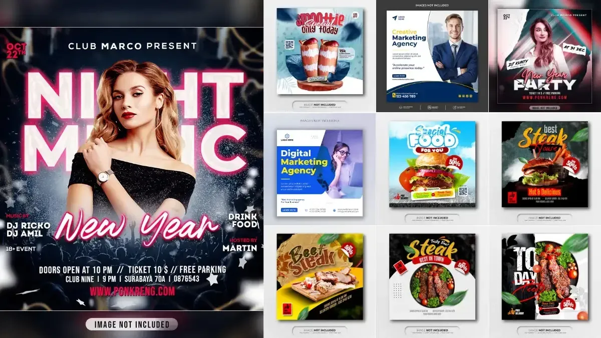 Flyer social media post, psd banner set vol 12