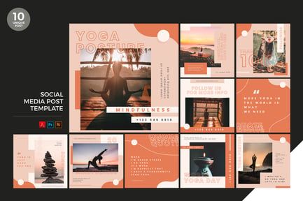 Yoga Studio Social Media Kit PSD & AI Template