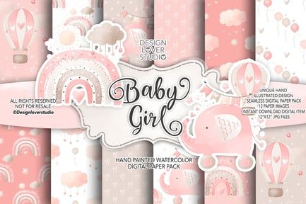 Baby Girl digital paper pack