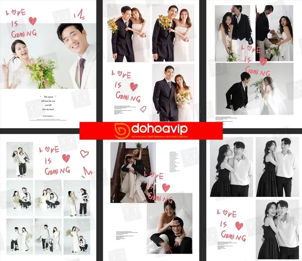 [VIP – K840] Mẩu PSD Bìa dọc đám cưới dễ thương