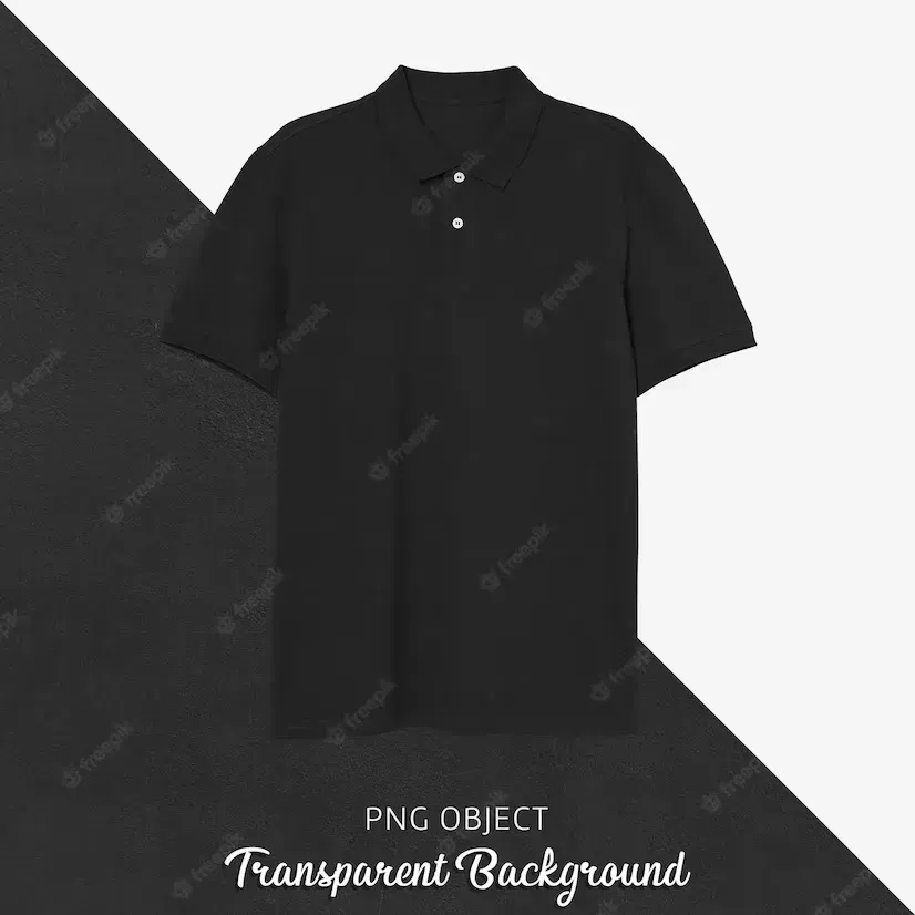 Front view of black polo tshirt mockup