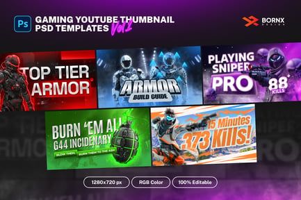 Gaming Youtube Thumbnail Templates Vol 1