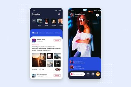 Social Stories Mobile App UI Kit Template