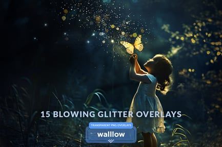 Blowing glitter gold bokeh transparent PNG overlay