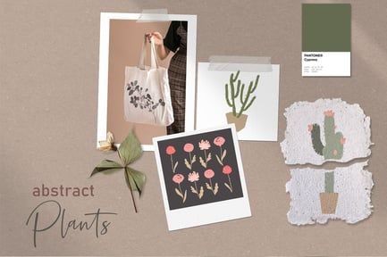 Abstract minimalistic flowers set