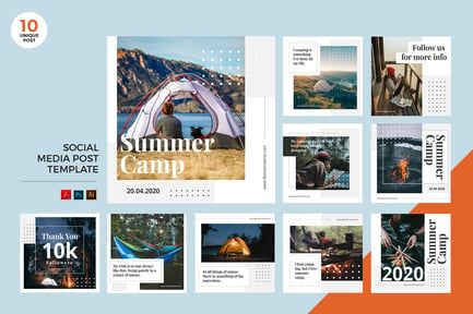 Outdoor Camping Social Media Kit PSD & AI Template