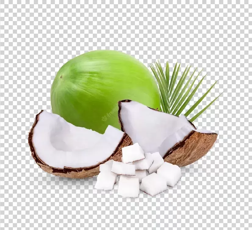 Coconut with leaves isolated premium psd