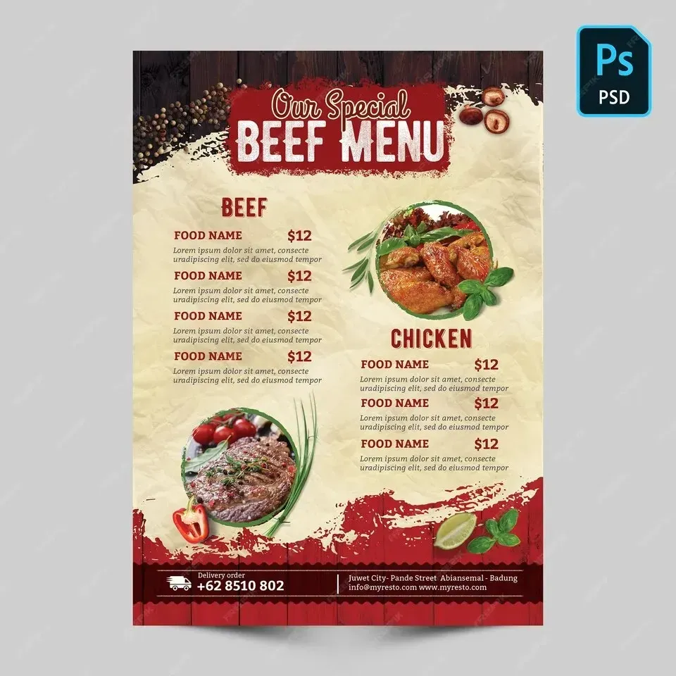 Special beef menu