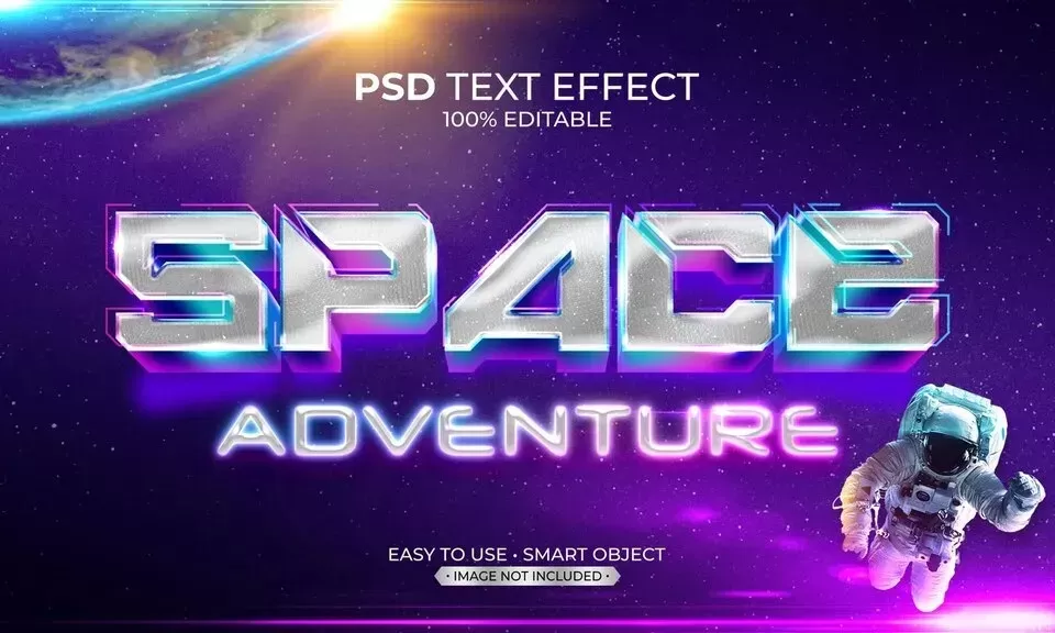 Space adventure neon text effect