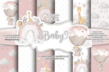 Baby girl digital paper pack