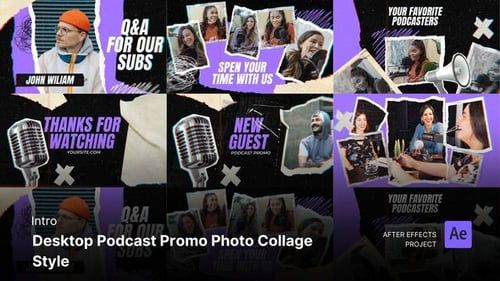 Intro/Opening – Podcast Promo Photo Collage Style After Effects Project Files