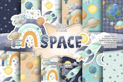 Space digital paper pack