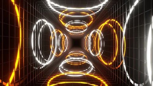 Orange And White Neon Spirals Behind Bars Background Vj Loop In 4K